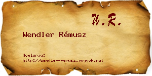 Wendler Rémusz névjegykártya